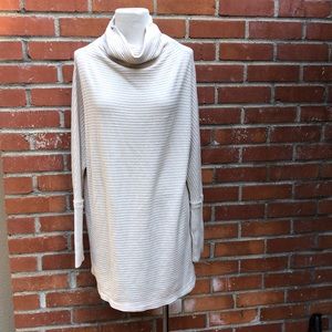 We the Free- Free People Cream Waffle Cowl Neck Long Sweater